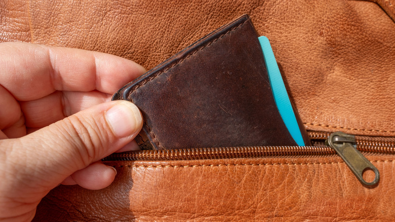 A pickpocket stealing from a zippered bag
