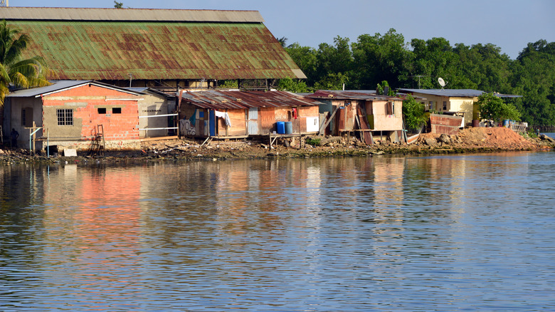 The Beetham area in Port of Spain, Trinidad, with shacks along the water