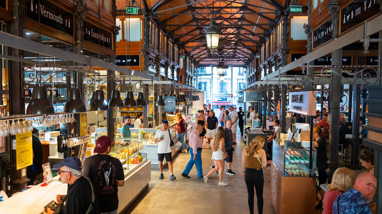 Interior of the San Miguel covered market in Madrid