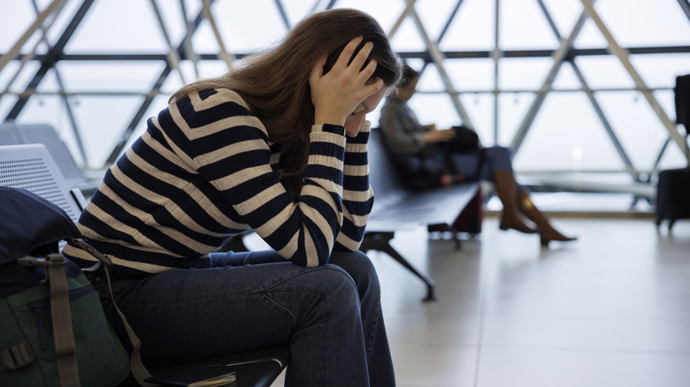 Frustrated woman at the airport