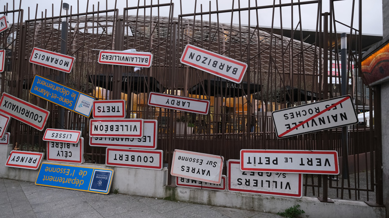 Upside down road signs as a form of farmer protest