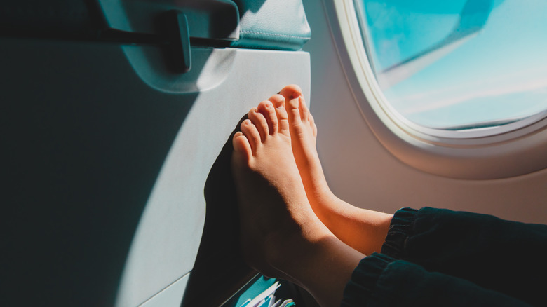 Barefoot on airplane