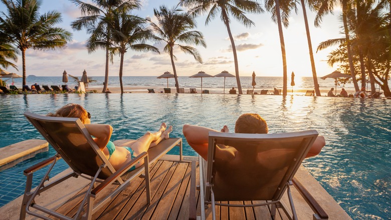 A couple relaxing in a resort