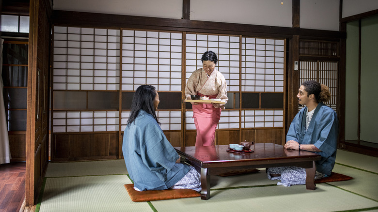 server at traditional ryokan