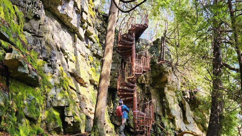 The spiral staircase at Spirit Rock Conservation Area, Wiarton, Ontario