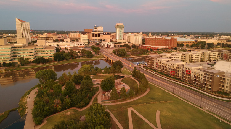 Downtown Wichita, Kansas city skyline looking east toward the College Hill neighborhood