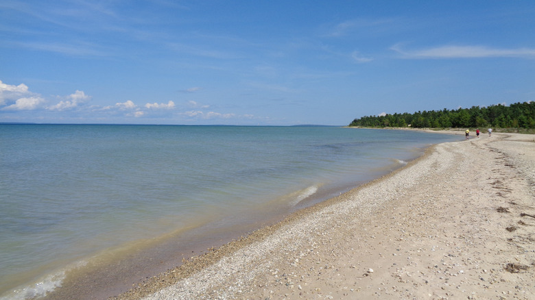 A long sandy Lake Michigan beach at Wilderness State Park