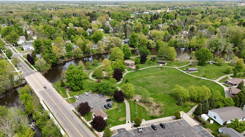 An aerial view of the green space in Williamston, Michigan