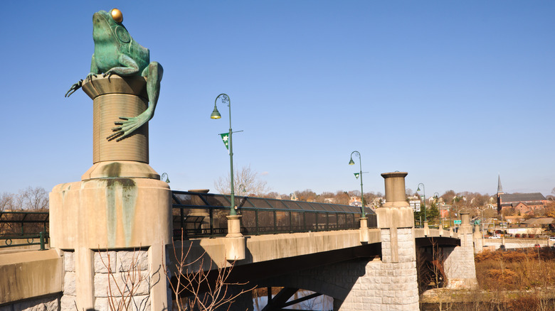 Frog Bridge in Willimantic on sunny day