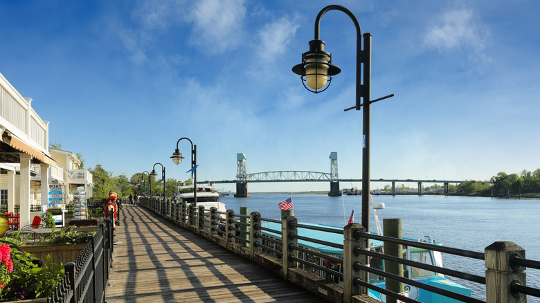 Riverwalk pathway in Wilmington, North Carolina's downtown historic district