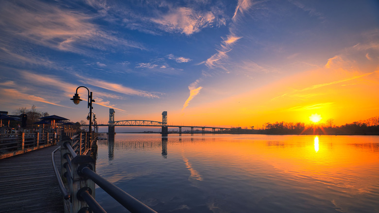 Cape Fear River downtown Wilmington boardwalk