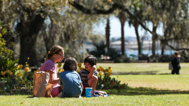 Parkgoers share a picnic at Airlie Gardens in Midtown, Wilmington