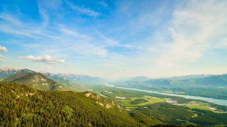 A view down the Columbia River Valley from the top of Mount Swansea near Windermere