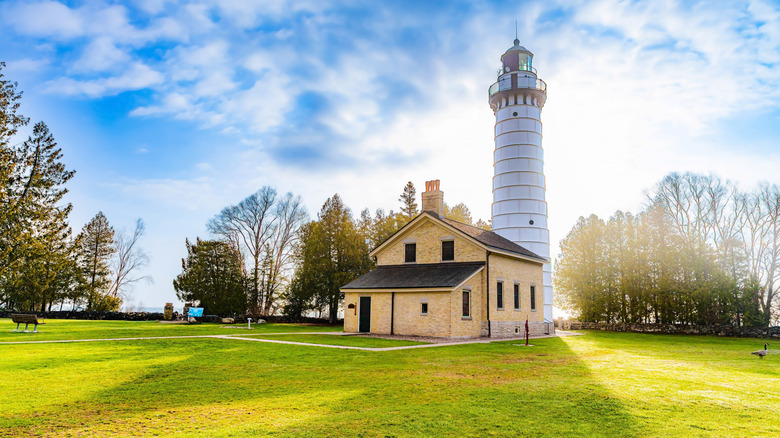 The Cana Island Lighthouse on a sunny day
