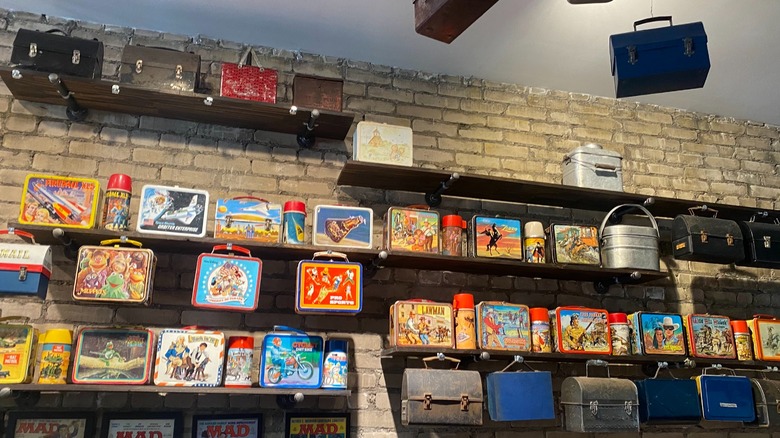 Old lunch boxes at Peanut Butter & Jelly Deli