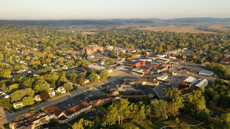 Aerial view of a small town in Wisconsin