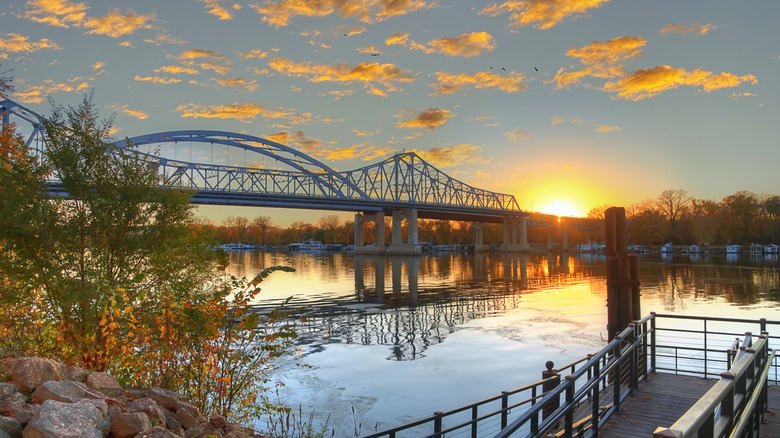 A sunset view of a bridge in La Crosse, Wisconsin