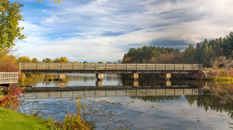 A bridge over the Apple River in Amery, Wisconsin