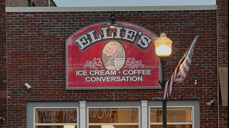 The facade of Ellie's Ice Cream in Amery, Wisconsin