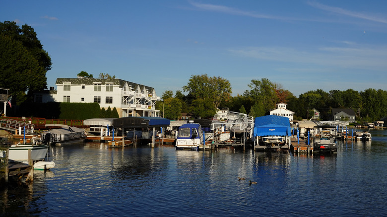 Harbor boats on marina in Green Lake