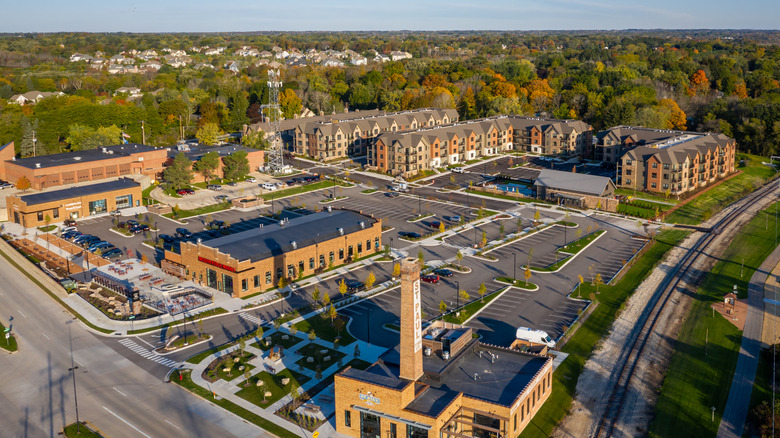 Aerial photo of Mequon, Wisconsin's downtown