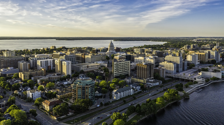 Arial view of Madison, Wisconsin