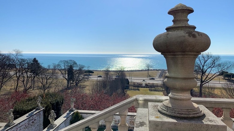 A view of Lake Michigan while standing on the Terrazzo della Luna