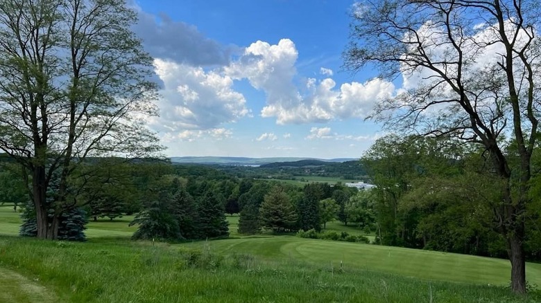 A view of Lodi, Wisconsin from a golf course on a sunny day