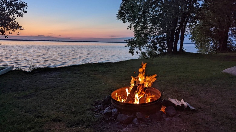 A campfire near Petenwell Lake