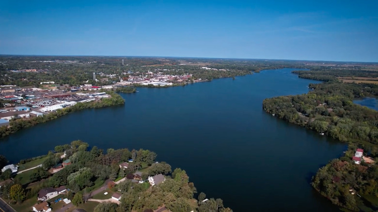 Aerial view of Rice Lake in Wisconsin