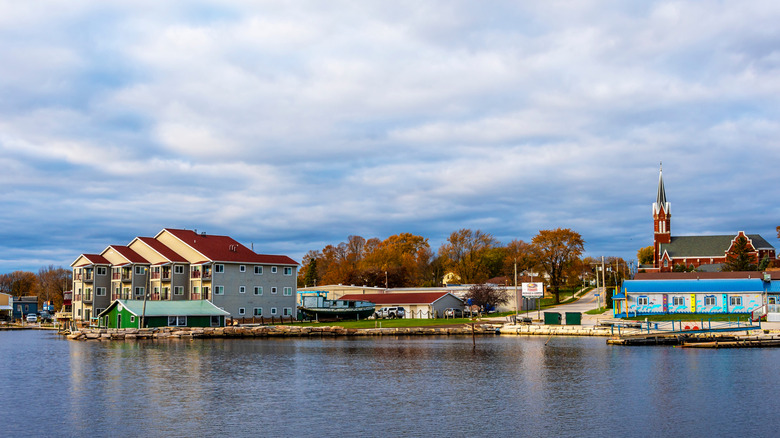 View of Algoma coastline from Lake Michigan