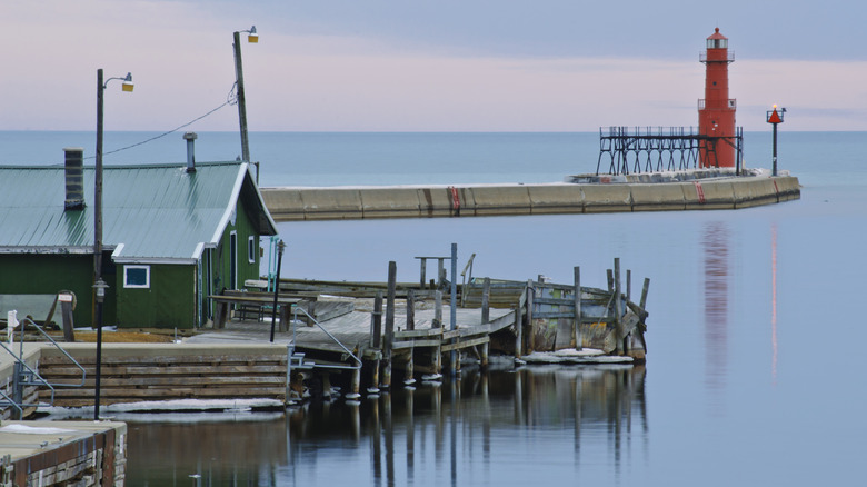 Pierhead Lighthouse on a pier, Algoma