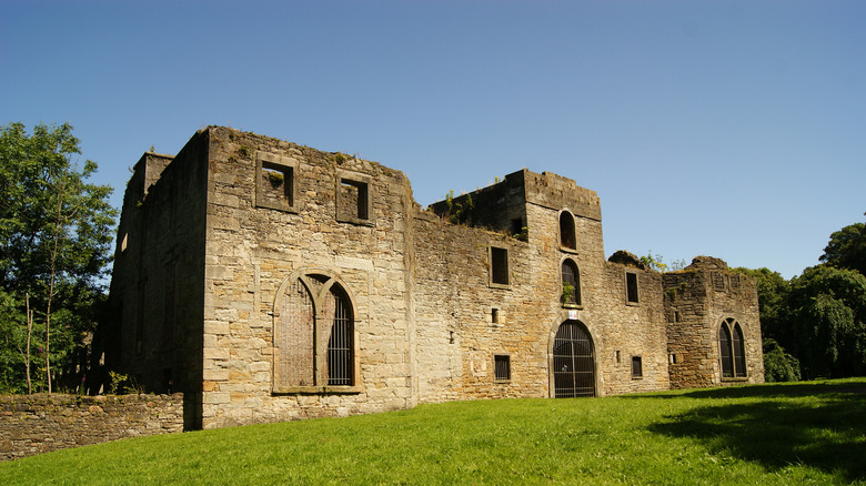 The facade of Workington Hall on a sunny day