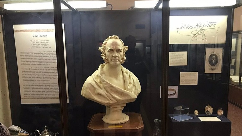 A statue of Sam Houston inside the San Jacinto Museum