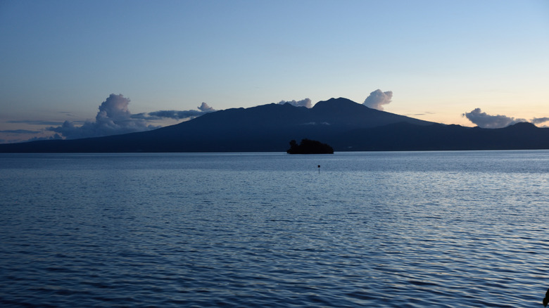 Sunset behing the Kolombangara volcano