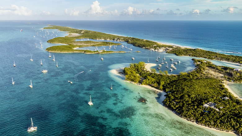 Aerial view of Exhuma in the Bahamas