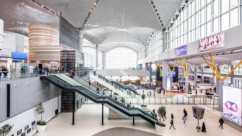 A view of a staircase at Istanbul Airport