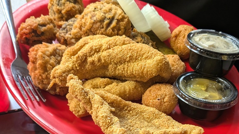 A plate of catfish at Mama's B's Diner in Wynne, Arkanasas