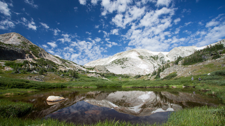 A reflection of the Sugarloaf Mountain in Snowy Range Scenic Byway, Wyoming.