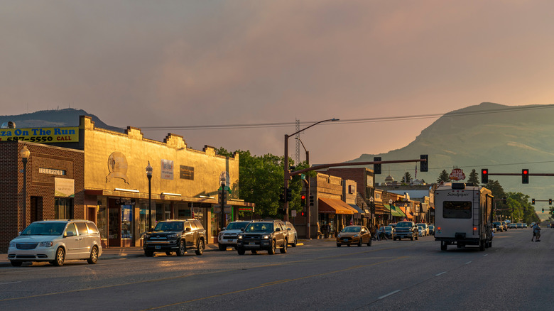 Sunset on Main St in Cody, Wyoming