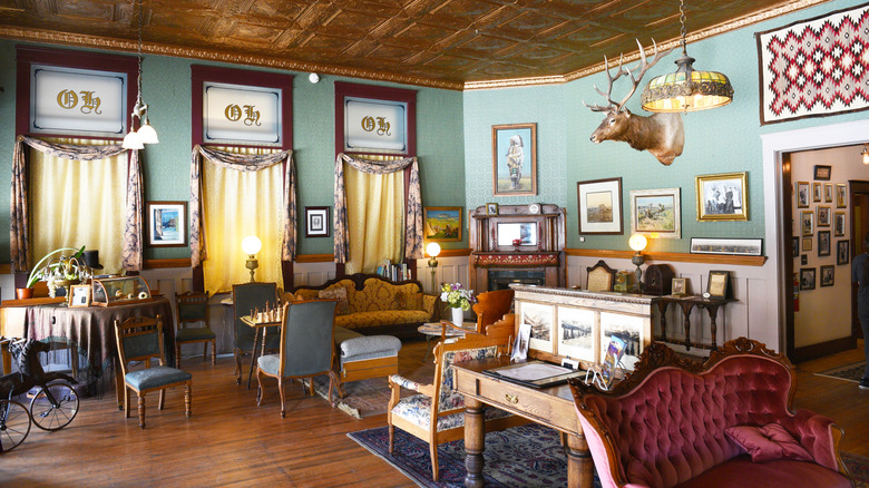 Occidental Hotel interior with tin ceilings