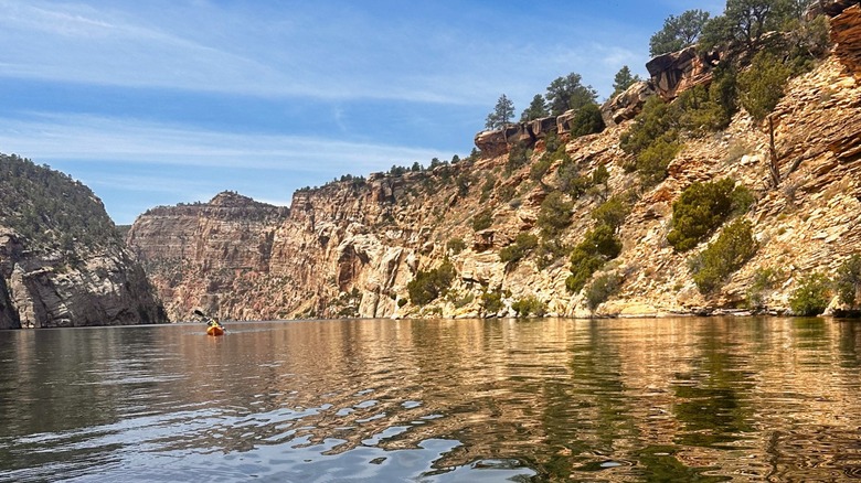 Kayaking in Fremont Canyon at Alcova Reservoir near Casper, Wyoming