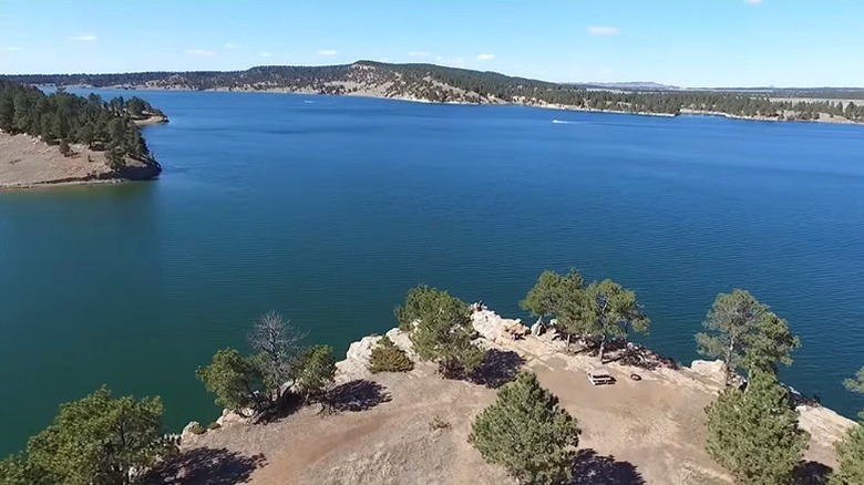 Aerial view of Keyhole Reservoir in Wyoming