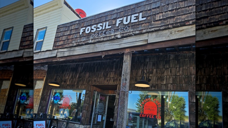 The facade of Fossil Fuel Coffee Company in Kemmerer, Wyoming