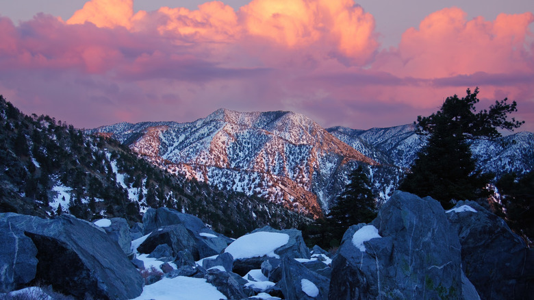 Snow-capped Mt. Baldy in Los Angeles County, California