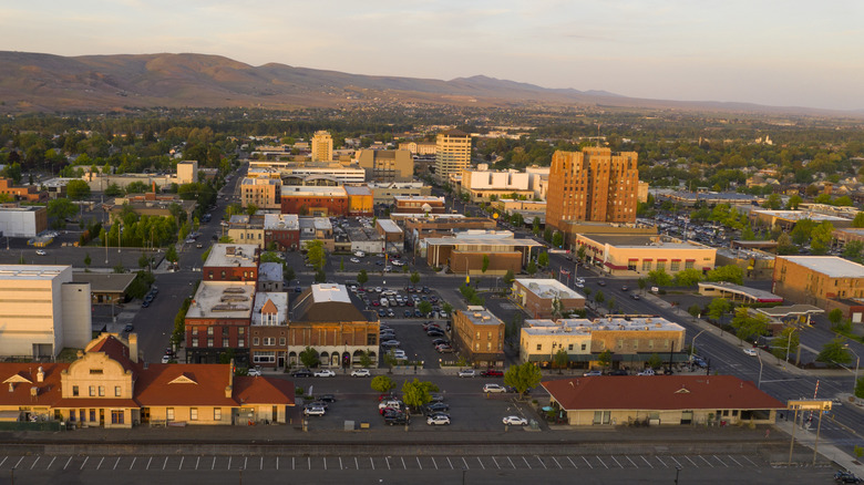 An aerial shot of downtown Yakima, Washington