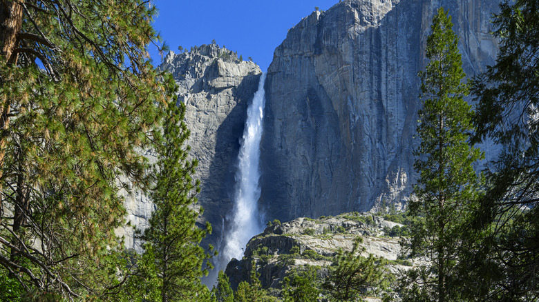 View of Yosemite Falls on a clear day