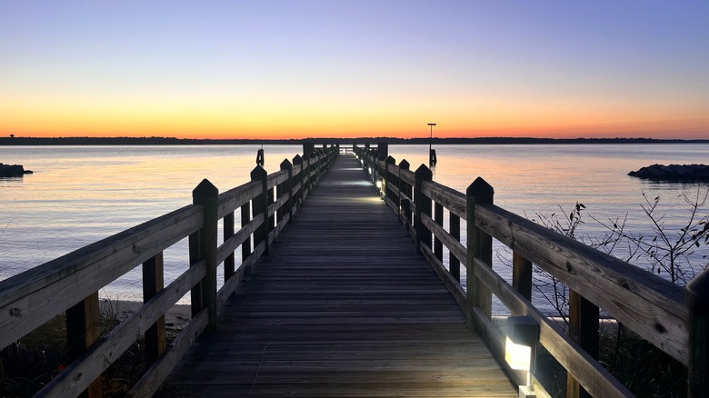Pier leading to Patuxent River at sundown