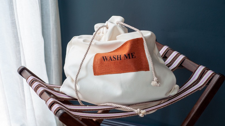 A white laundry bag