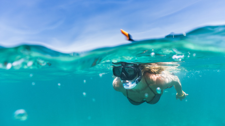 woman snorkeling in ocean